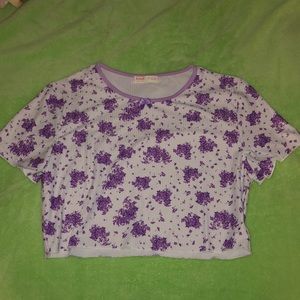 Floral crop top/ red crop top